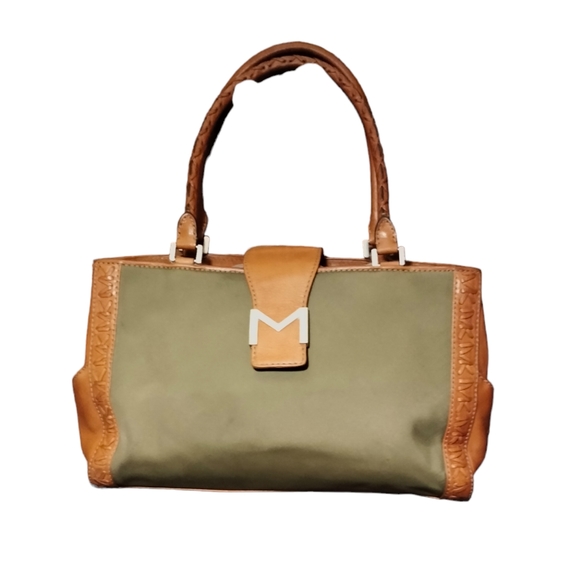 Rare Vintage Michael Kors Tan and Olive Green Shoulder Bag - Picture 2 of 12